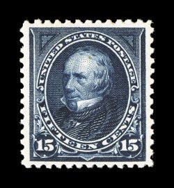 274, 15c Dark blue, well centered within wide margins, deep prooflike color and impression on pristine white paper, flawless o.g., n.h., extremely fine 2002 PF certificate and a
2004 PSE certificate (XF 90 SMQ $2,250.00).