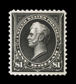 276, $1.00 Black, Ty. I, near perfect centering within large margins, intense color and a well incised impression on bright paper, o.g., lightly hinged, trivial corner crease,
otherwise extremely fine.