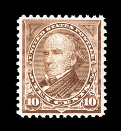 283, 10c Orange brown, Ty. II, exceptionally well centered within large margins which are most unusual on this stamp, gorgeous rich color and an excellent clarity of impression
on fresh paper, unblemished o.g., n.h., extremely fine 1986 PF cert