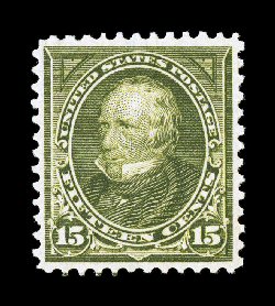 284, 15c Olive green, uncommonly well centered and margined, strong rich color, o.g., faintest trace of a hinge mark (if any), extremely fine 1987 PF certificate (never hinged
by omission) and a 2007 PF certificate.
