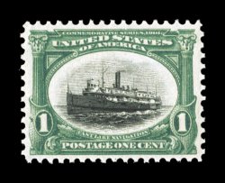 294, 1c Pan-American, exceptionally well centered and margined, strong rich colors, o.g., n.h., extremely fine 2007 PSE certificate (XF-Superb 95 SMQ $435.00).