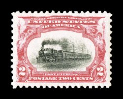 295, 2c Pan-American, a striking jumbo mint single, with enormously large margins all around and quite well centered within them, bright colors, fresh clean o.g., n.h.,
extremely fine 1996 PF certificate and a 2006 PSE certificate (XF 90 Jumbo