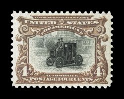 296, 4c Pan-American, uncharacteristically well centered and margined, strong rich colors, pristine o.g., n.h., extremely fine 1984 PF certificate.