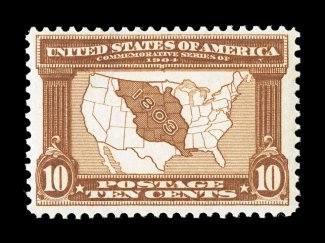 327, 10c Louisiana Purchase, attractively centered within large margins, strong rich color, o.g., n.h., choice very fine 1990 and 2001 PF certificates.