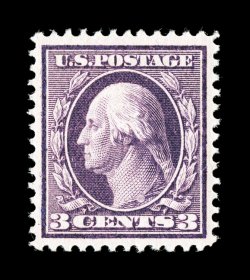 333, 3c Deep violet, exceptionally well centered within uncommonly large margins, deep rich color, o.g., n.h., extremely fine 2001 PF certificate and a 2007 PF certificate (XF
90 SMQ $270.00).