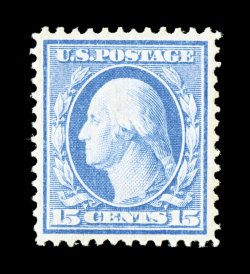 340, 15c Pale ultramarine, uncommonly well centered within large margins, wonderfully bright and fresh, o.g., n.h., extremely fine 2007 PSE certificate (VF-XF 85 SMQ
$295.00).