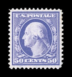 341, 50c Violet, outstanding centering amid exceptionally large margins, beautiful fresh color and a clean impression on bright white paper, immaculate o.g., n.h., extremely
fine gem an especially elusive stamp to find both this well centered a