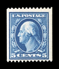 351, 5c Blue coil, perf. 12 horiz., mint single, deep rich color, unusually large margins, pristine o.g., n.h., very fine 1999 PF certificate.