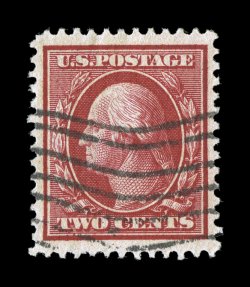 358, 2c Carmine on bluish paper, a most impressive used example, extraordinarily well centered amid lavishly large margins, deep color and an especially strong impression,
extremely fine actually a very challenging stamp to find in this gem use