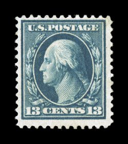365, 13c Blue green on bluish paper, deep color and impression, o.g., light vertical crease, very fine appearance 1991 PF certificate.