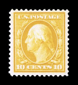 381, 10c Yellow, well centered within unusually wide margins, gorgeous intense and vibrant color, immaculate o.g., n.h., extremely fine 1992 and 2002 PF certificates
ex-McKinney.