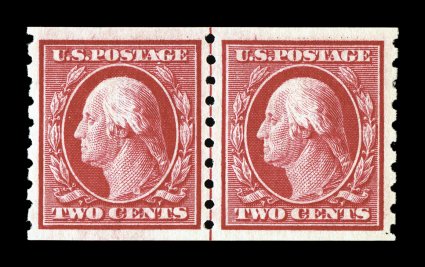 393, 2c Carmine coil, perf. 8 12 vert., guide line pair, exceedingly well centered, rich vibrant color, o.g., n.h., extremely fine 1980 PF certificate.
