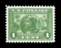 397, 1c Panama-Pacific, impeccably well centered within large margins, marvelously bright and fresh, with sumptuously rich color and a sharp detailed impression on brilliantly
white paper, immaculate o.g., n.h., extremely fine gem 2007 PSE cert