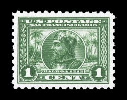 401, 1c Panama-Pacific, perf. 10, flawlessly centered amid much larger margins than usually found, brilliant fresh color on immaculate white paper, o.g., lightly hinged,
extremely fine gem 2007 PSE certificate (Superb 98 SMQ $240.00) this i