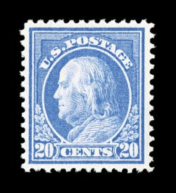 419, 20c Ultramarine, well centered within wide margins, lovely rich color on bright white paper, fresh clean o.g., n.h., extremely fine 2001 PF certificate and a 2007 PSE
certificate (VF-XF 85 SMQ $730.00).