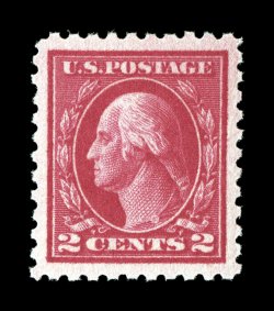 425, 2c Rose red, Ty. I, an eye-catching mint single that features extravagantly large and impeccably balanced margins all around, radiant rich color and an especially intense
impression, o.g., n.h., extremely fine a particularly striking large