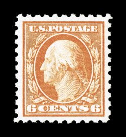 429, 6c Red orange, exceptionally well centered within uncharacteristically large margins, brilliantly fresh, o.g., n.h., extremely fine 2007 PSE certificate (XF 90 SMQ
$395.00).
