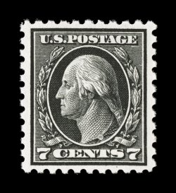 430, 7c Black, particularly well centered within uncommonly wide margins, strong color and impression on pristine white paper, o.g., n.h., extremely fine 2007 PSE certificate
(XF 90 SMQ $680.00).