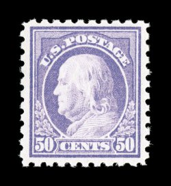 440, 50c Violet, well centered within larger margins than typically found on this high value, wonderfully fresh color and paper, o.g., never hinged (quite scarce thus), choice
very fine 1999 and 2007 PF certificates (latter grading VF 80 SMQ $