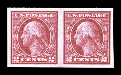 459, 2c Carmine imperforate coil, gem mint pair, with large even margins all around, brilliant color, o.g., n.h., extremely fine a pair for the perfectionist 1997 PF certificate
and a 2007 PSE certificate (Superb 98 SMQ $1,000.00) the high