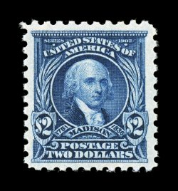 479, $2.00 Dark blue, well centered within large margins, deep rich color and a strong impression, o.g., n.h., choice very fine 1999 PF certificate.