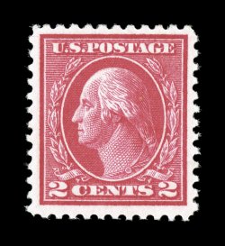 500, 2c Deep rose, Ty. Ia, outstanding color that is incredibly deep and vibrant, razor-sharp impression on bright white paper, exceptionally well centered within large margins,
o.g., l.h., choice very fine 1988 PF certificate.