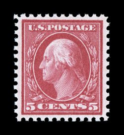 505, 5c Rose error, a highly desirable mint single, exceptionally well centered within uncommonly large margins, deeply rich color and a well incised impression, pristine o.g.,
n.h., extremely fine 2007 PSE certificate.
