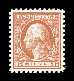 506, 6c Red orange, pristine mint single, with gorgeous vivid color and impression on fresh white paper, wonderfully well centered, unblemished o.g., n.h., extremely fine and
choice 2007 PSE certificate (XF-Superb 95 SMQ $330.00).