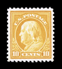 510, 10c Orange yellow, excellent centering within large margins, brilliant color, o.g., n.h., extremely fine 1994 PF certificate and a 2006 PSE certificate (XF-Superb 95 SMQ
$450.00).