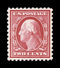 519, 2c Carmine, an outstanding mint example of this scarce and often faked stamp, exceedingly well centered within large margins, gorgeous bright color in the distinctive
genuine shade, unblemished o.g., n.h., extremely fine a condition rarity
