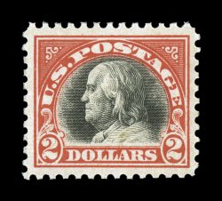 523, $2.00 Orange red and black, exceedingly well centered within large margins, bright fresh colors, o.g., n.h., extremely fine encapsulated PSE certificate (XF 90 SMQ
$2,350.00).