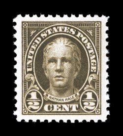 551, 12c Olive brown, striking mint single, extraordinarily well centered within lavishly large margins, intensely rich color and impression, o.g., n.h., an extremely fine gem
2007 PSE certificate (Superb 98 Jumbo SMQ $240.00 for 98).