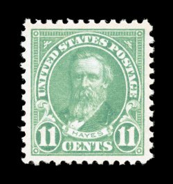 563, 11c Light blue, a magnificent mint single that is in the finest attainable quality, absolutely perfect centering amid large margins, incredibly bright and fresh, with
lovely rich color on immaculate white paper, flawless o.g., n.h., a super