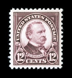 564, 12c Brown violet, superb mint single, perfectly centered within extravagantly large margins, strong rich color and a razor-sharp impression, brilliant o.g., n.h., an
extremely fine gem sure to please even the most demanding collector 2007