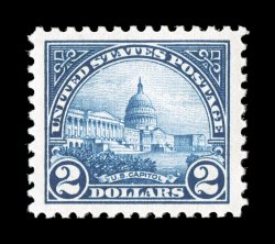 572, $2.00 Deep blue, an eye-arresting mint single, featuring an incredible post office fresh brilliance that few others enjoy, with spectacular rich color and a razor-sharp
impression on the most immaculate paper possible, but just as impress