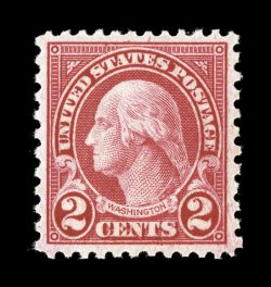 579, 2c Carmine coil waste, uncommonly well centered and margined for this coil waste stamp, strong rich color, unblemished o.g., n.h., extremely fine and choice 1999 and 2007
PF certificates (latter grading XF 90 SMQ $435.00).