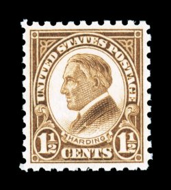 582, 1 12c Brown, flawlessly centered, rich luxuriant color on bright white paper, unblemished o.g., n.h., an extremely fine gem 2007 PSE certificate (Superb 98 SMQ $770.00)
this is the highest grade awarded to this stamp.