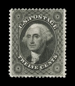 36b, 12c Black, plate III, uncommonly well centered and margined, strong color and impression, full o.g., lightly hinged, choice very fine 2000 PF certificate.