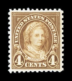 636, 4c Yellow brown, flawlessly centered, rich fresh color, o.g., n.h., extremely fine and quite choice 2007 PSE certificate (Superb 98 SMQ $440.00) only one stamp grades
higher (98J).