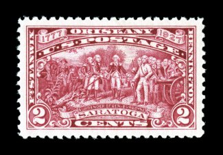 644, 2c Burgoyne Campaign, a superlative mint example of this commemorative, being absolutely perfectly centered amid lavishly large margins, deep vibrant color, pristine o.g.,
n.h., a superb gem 2007 PSE certificate (Gem 100 SMQ $330.00 for 9