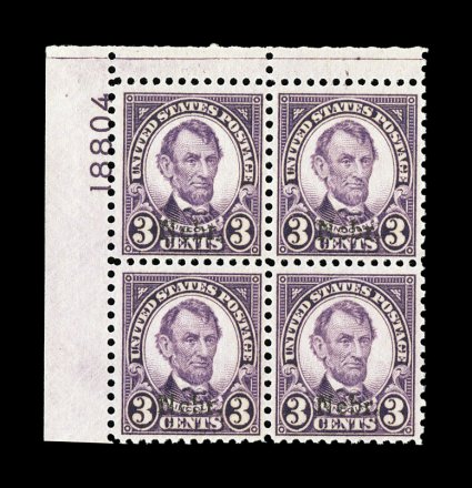 672, 3c Nebr. ovpt., deep intense color and impression, well centered and margined, o.g., n.h., choice very fine 2000 PF certificate.