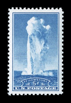 744, 5c Yellowstone precisely centered within extraordinarily large margins, brilliantly fresh, o.g., n.h., extremely fine gem 2007 PSE certificate (Superb 98 Jumbo SMQ
$380.00).
