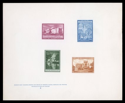 1951 IPPDS&EU Souvenir card, colorful card showing scenes of Washington, D.C., printed by the B.E.P., similar to a Forerunner (SCCS F1951A), but in a wider size (278x228mm) and
with blue (instead of black) B.E.P. printing at bottom left, very fin