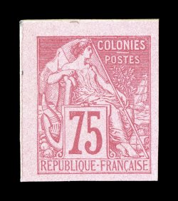 Yvert 46P-52P, 54P-59P, Scott 46P-52P, 54P-59P, 1881 1c-1Fr Commerce issue, plate proofs on card cplt. for all thirteen different values, the 25c value was produced in black on
rose but not in Yellow bister as was issued in the stamps in 1886,