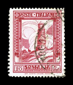 Sassone 168a82a, 1932 Pictorials with combination perforation, small group of five mint singles of the 7 12c, 25c, 35c, 50c and 10L, a block of four of the 7 12c and a used 20c,
all with combination perforations 12x14 or 14x12, all but the 35