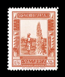 Sassone 178a, 1932 1,75L Orange, combination perforation 14x12, well centered single within large margins, brilliant orange color, o.g., n.h., very fine a scarce variety not
listed in Scott signed A. D(iena), S. Sorani (Scott 149 var.).