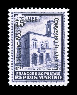 Sassone 176-79, 1933 25c on 2.75L to 1.25L on 1.75L Convention of Philatelists overprints cplt., attractive mint set, strong fresh colors on white paper, o.g., n.h., very fine
(Scott 151-54 $313.25 for hinged).