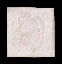 Sassone 6, 1853 40c Embossed on pale rose, another exceptionally rare mint value of this embossed series, strongly embossed (slightly cracking the rim of the oval), extra-large
sizable margins all around, full o.g. causing minor paper wrinkles t