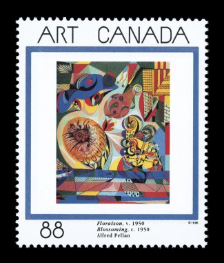 1545a, 1995 88c Art Canada, gold foil omitted, well centered, bright colors, o.g., n.h., extremely fine a seldom offered error 2003 Greene Foundation certificate (Unitrade
C$2,000.00).