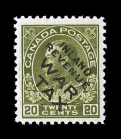 Unitrade MR2Ci, 1915 20c Olive green with InlandRevenueWarTax overprint, deep intense color and impression, nicely centered and margined, o.g., n.h., very
fine.